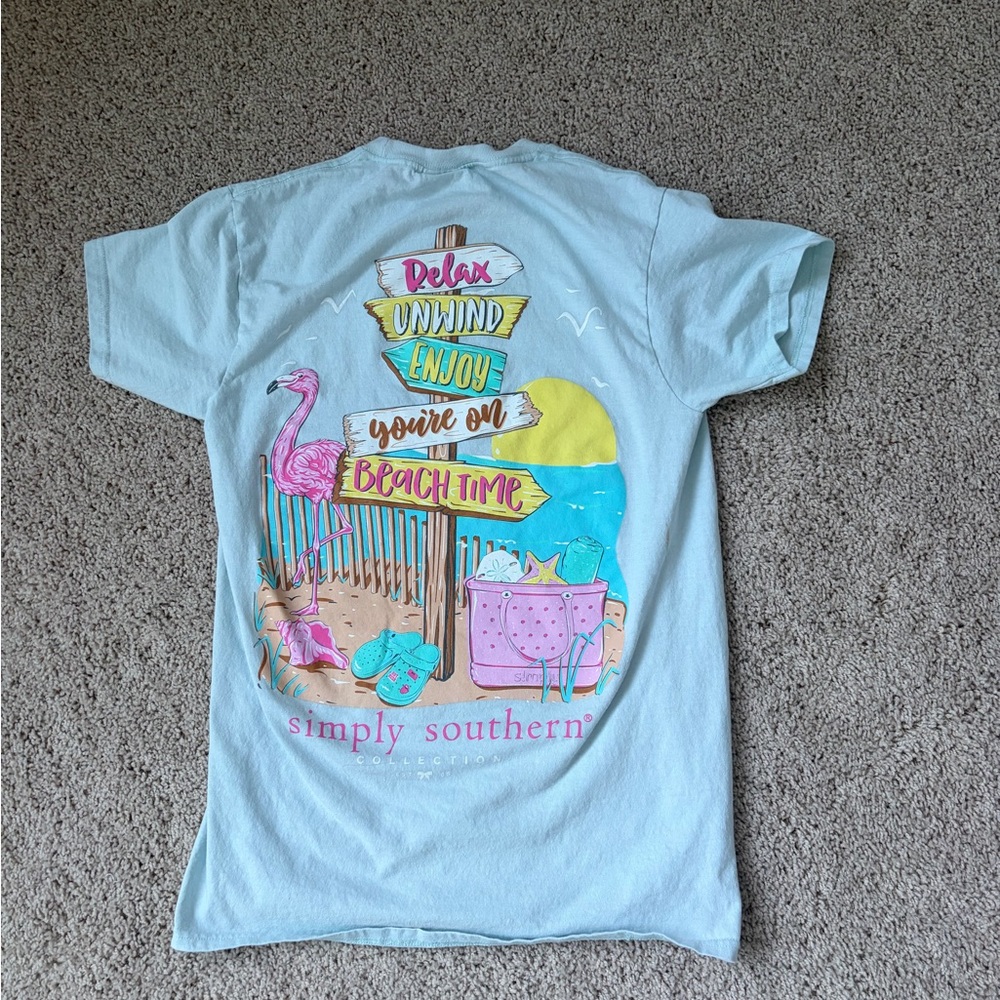 Simply Southern Women’s Relax Beach Tee - Light Blue Size S